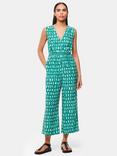 Whistles Lorna Smudged Link Print Cropped Jumpsuit, Green/Multi