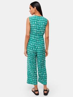 Whistles Lorna Smudged Link Print Cropped Jumpsuit, Green/Multi - view 2, Green/Multi