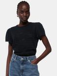 Whistles Cotton Blend Broderie Top, Black