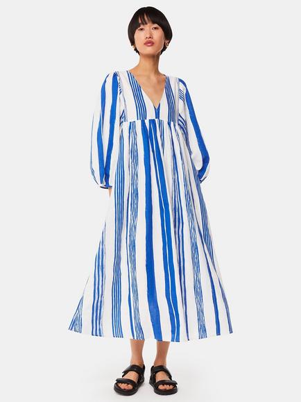 Whistles Gloria Painted Stripe Dress, Blue/White, Blue/White