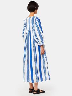 Whistles Gloria Painted Stripe Dress, Blue/White - view 2, Blue/White