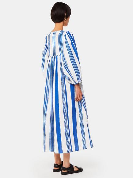 Whistles Gloria Painted Stripe Dress, Blue/White - view 2, Blue/White