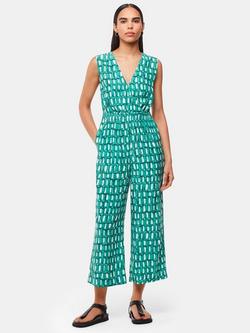 Whistles Petite Linked Smudge Lorna Jumpsuit, Green/Multi, Green/Multi