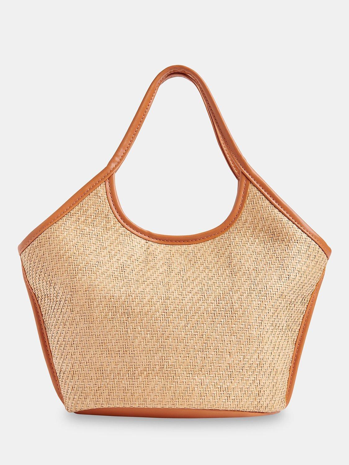 Whistles Toia Mini Straw Tote Bag Natural