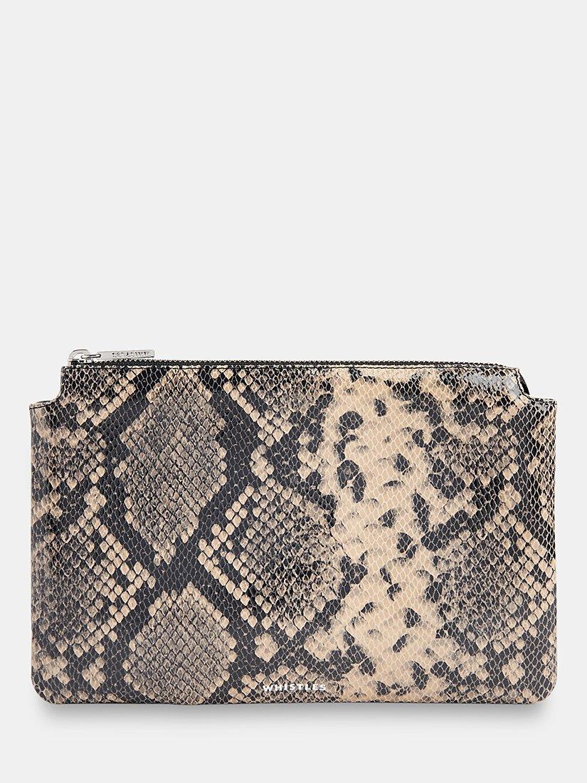 Product image 1 of 5, which shows Whistles Elita Snake Double Leather Clutch, Multi, One Size