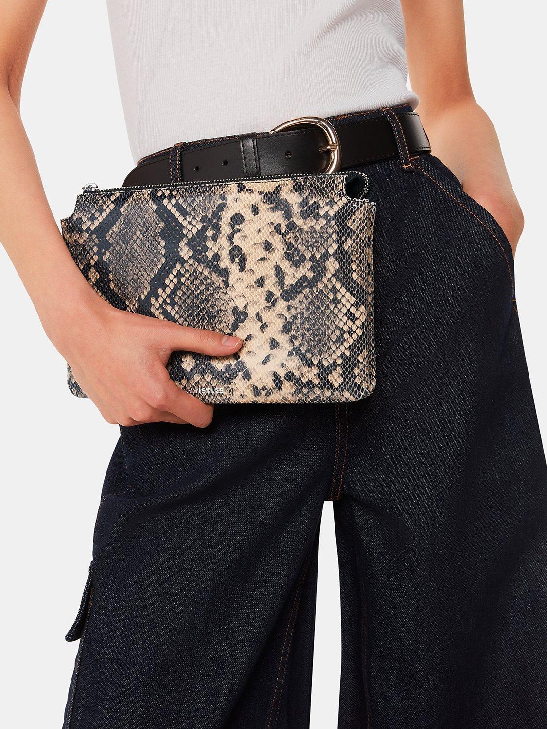 Product image 5 of 5, which shows Whistles Elita Snake Double Leather Clutch, Multi, One Size