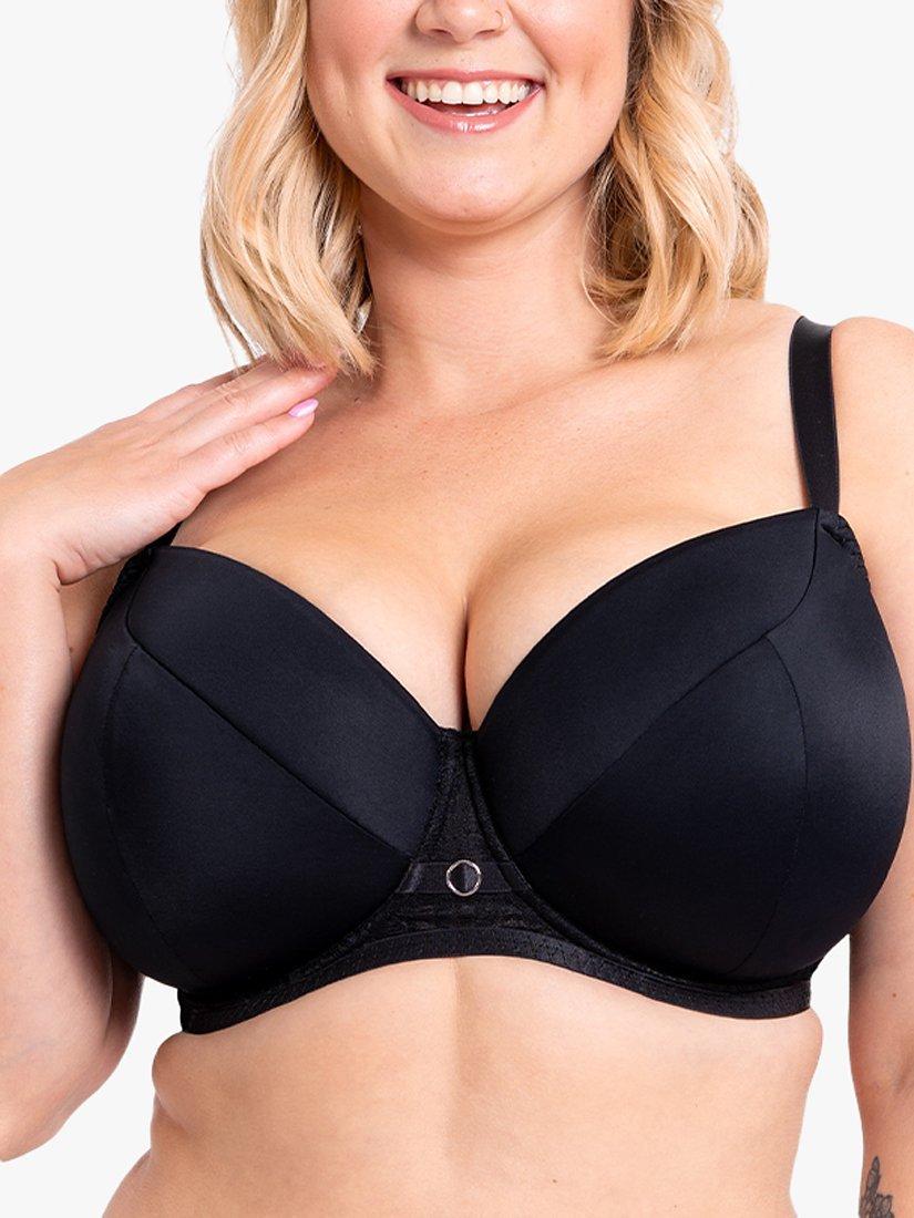 Product image 1 of 5, which shows Curvy Kate Lace Daze Padded T-Shirt Bra, Black, 30D