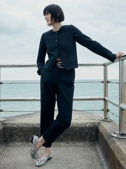 Whistles Elba Leather Snake Print Ballet Pumps, White/Multi, White/Multi