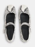Whistles Elba Leather Snake Print Ballet Pumps, White/Multi