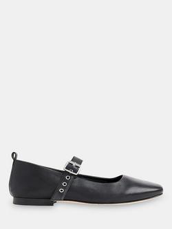 Whistles Elba Leather Ballet Pumps, Black, Black