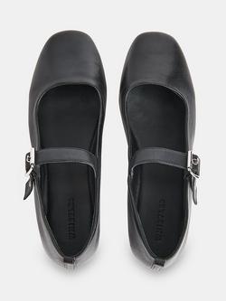 Whistles Elba Leather Ballet Pumps, Black - view 2, Black