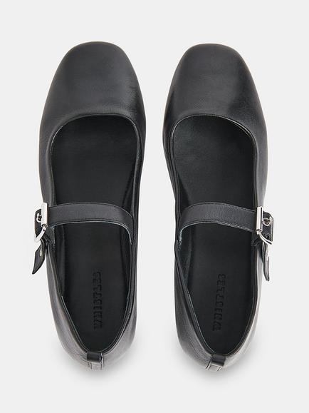 Whistles Elba Leather Ballet Pumps, Black - view 2, Black
