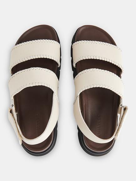 Whistles Ruben Whipstitch Leather Sandals - view 2, Ivory