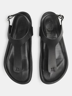 Whistles Simmi Leather Toe Post Sandals, Black - view 2, Black