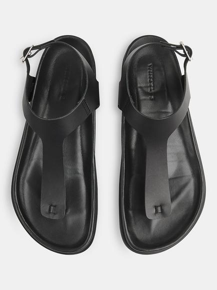 Whistles Simmi Leather Toe Post Sandals, Black, Black