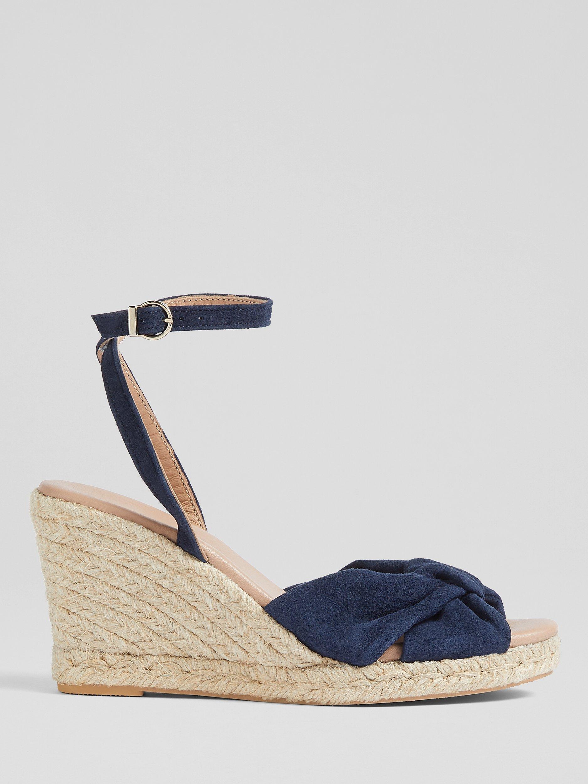 L.K.Bennett Angela Suede Espadrille Wedge Sandals Navy