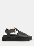 Whistles Khai Chunky Buckle Leather Sandals, Black