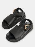 Whistles Khai Chunky Buckle Leather Sandals, Black