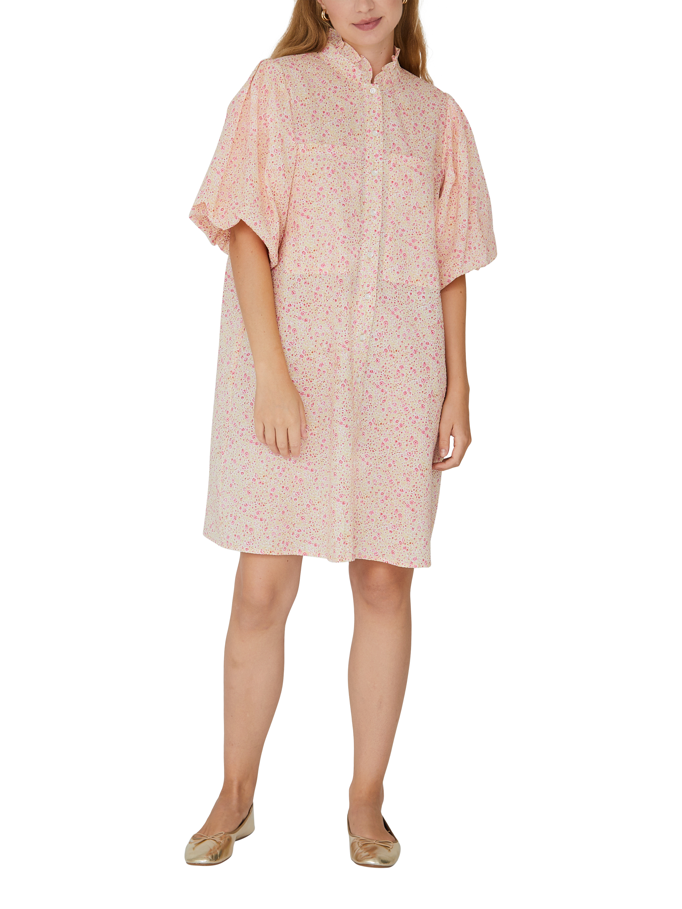 A-VIEW Tiffany Floral Print Dress, Yellow/Rose