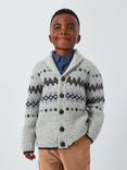 John Lewis Heirloom Collection Kids' Fair Isle Knitted Cardigan, Grey Mid