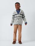 John Lewis Heirloom Collection Kids' Fair Isle Knitted Cardigan, Grey Mid