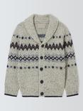 John Lewis Heirloom Collection Kids' Fair Isle Knitted Cardigan, Grey Mid