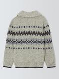 John Lewis Heirloom Collection Kids' Fair Isle Knitted Cardigan, Grey Mid