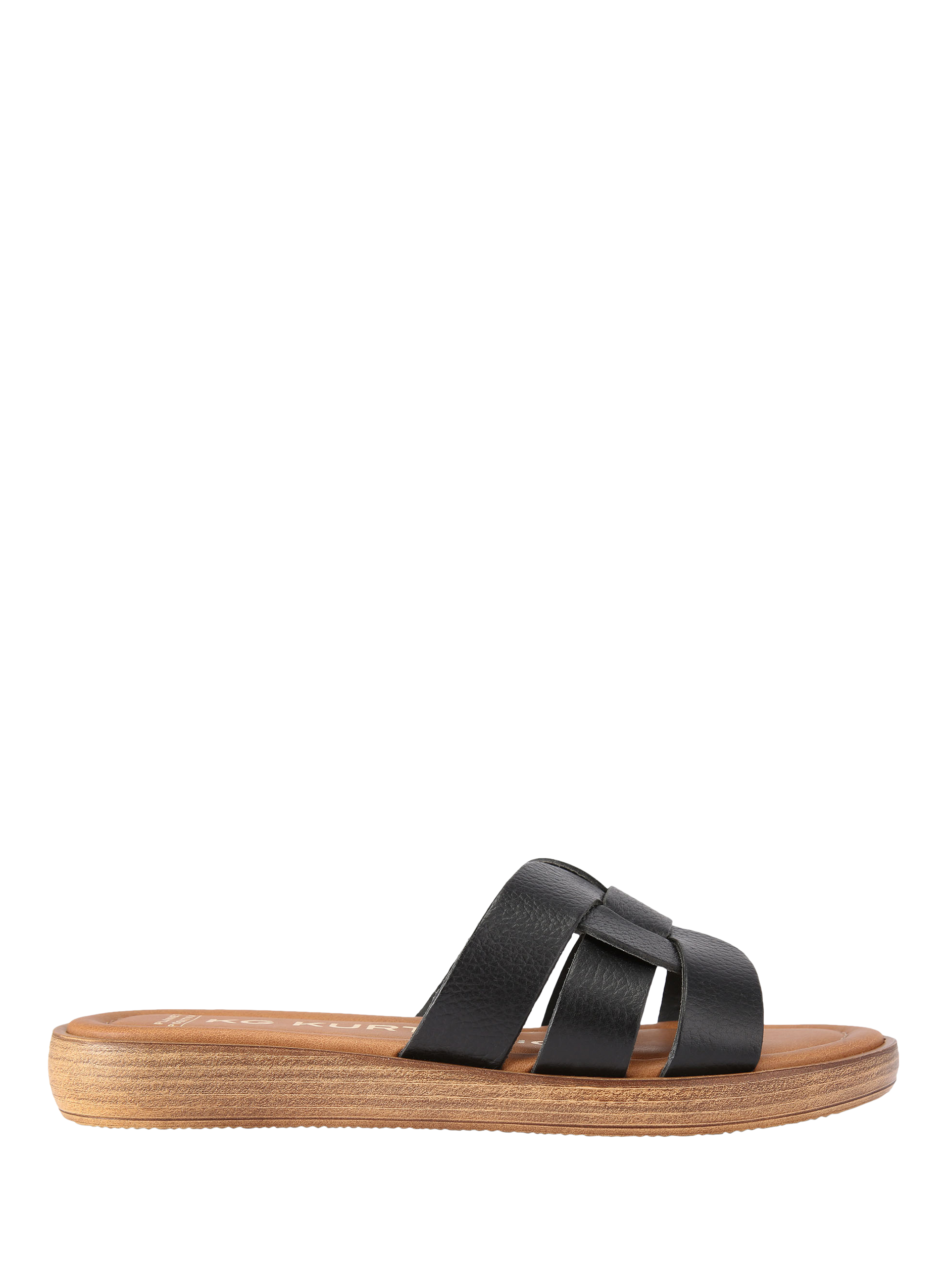 KG Kurt Geiger Robin Leather Slider Sandals, Black, 3