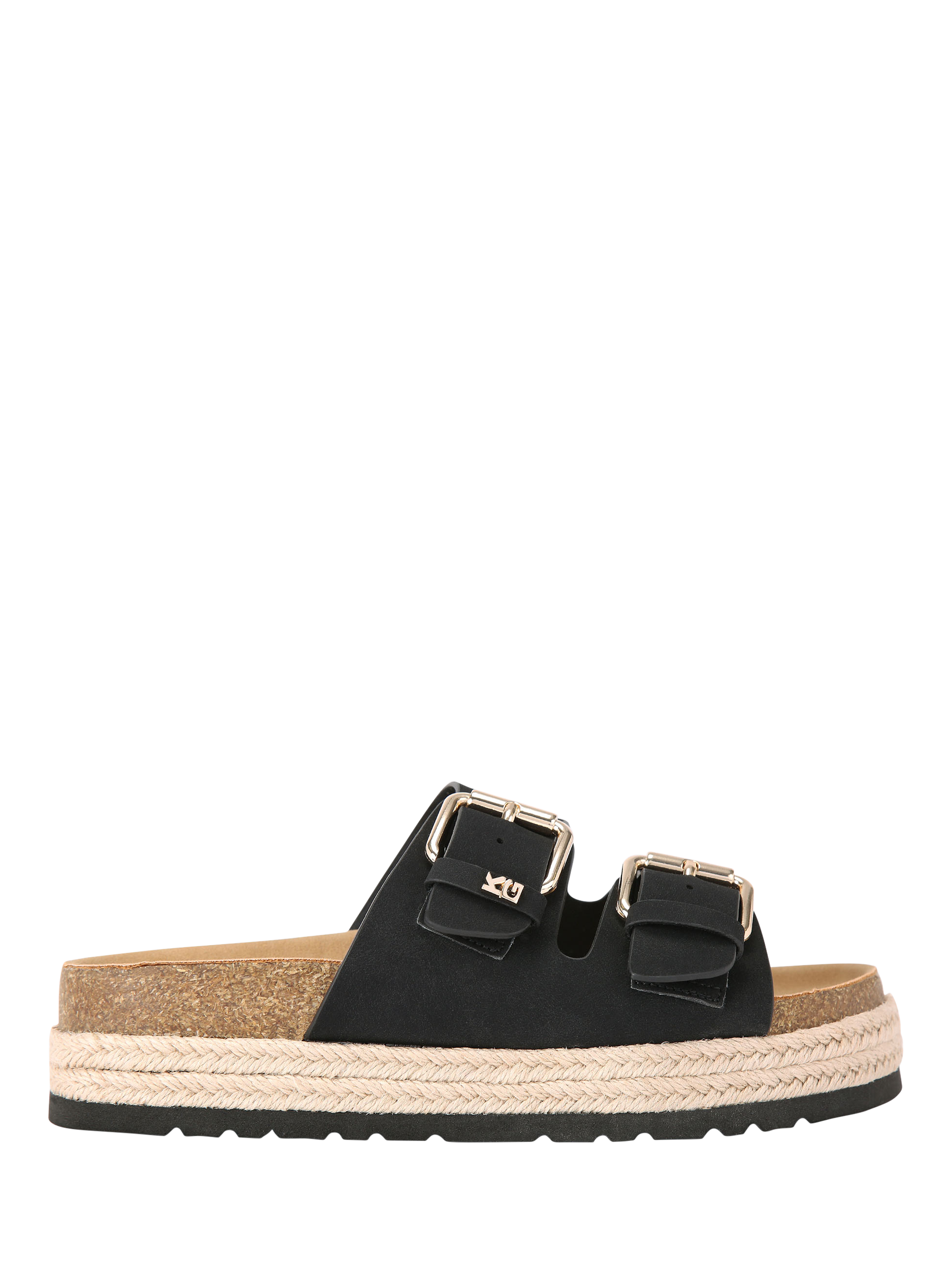 Product image 1 of 4, which shows KG Kurt Geiger Raquel Footbed Sandals, Black, 3