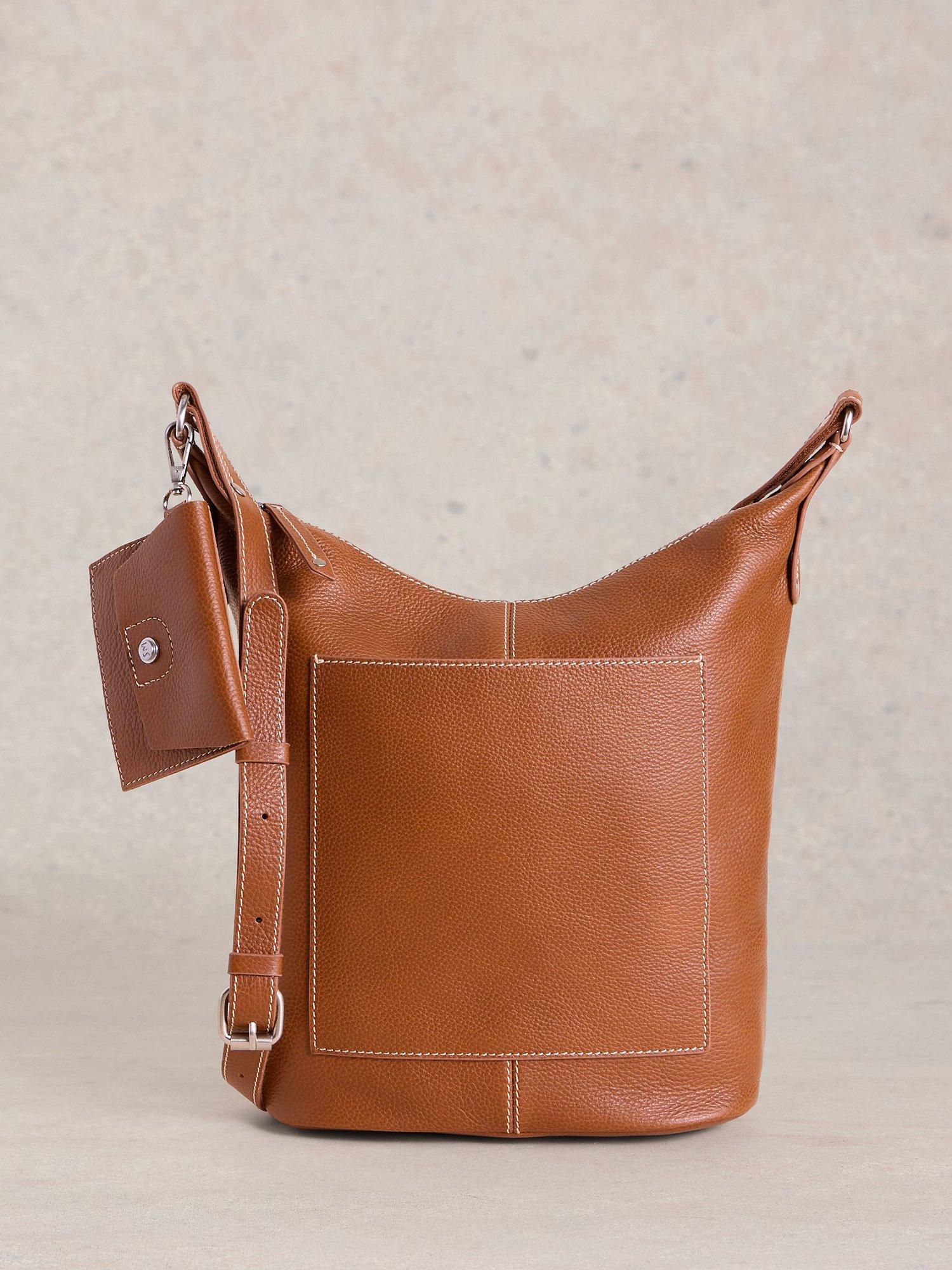 Product image 1 of 6, which shows White Stuff Fern Leather Cross Body Bag, Mid Tan, One Size