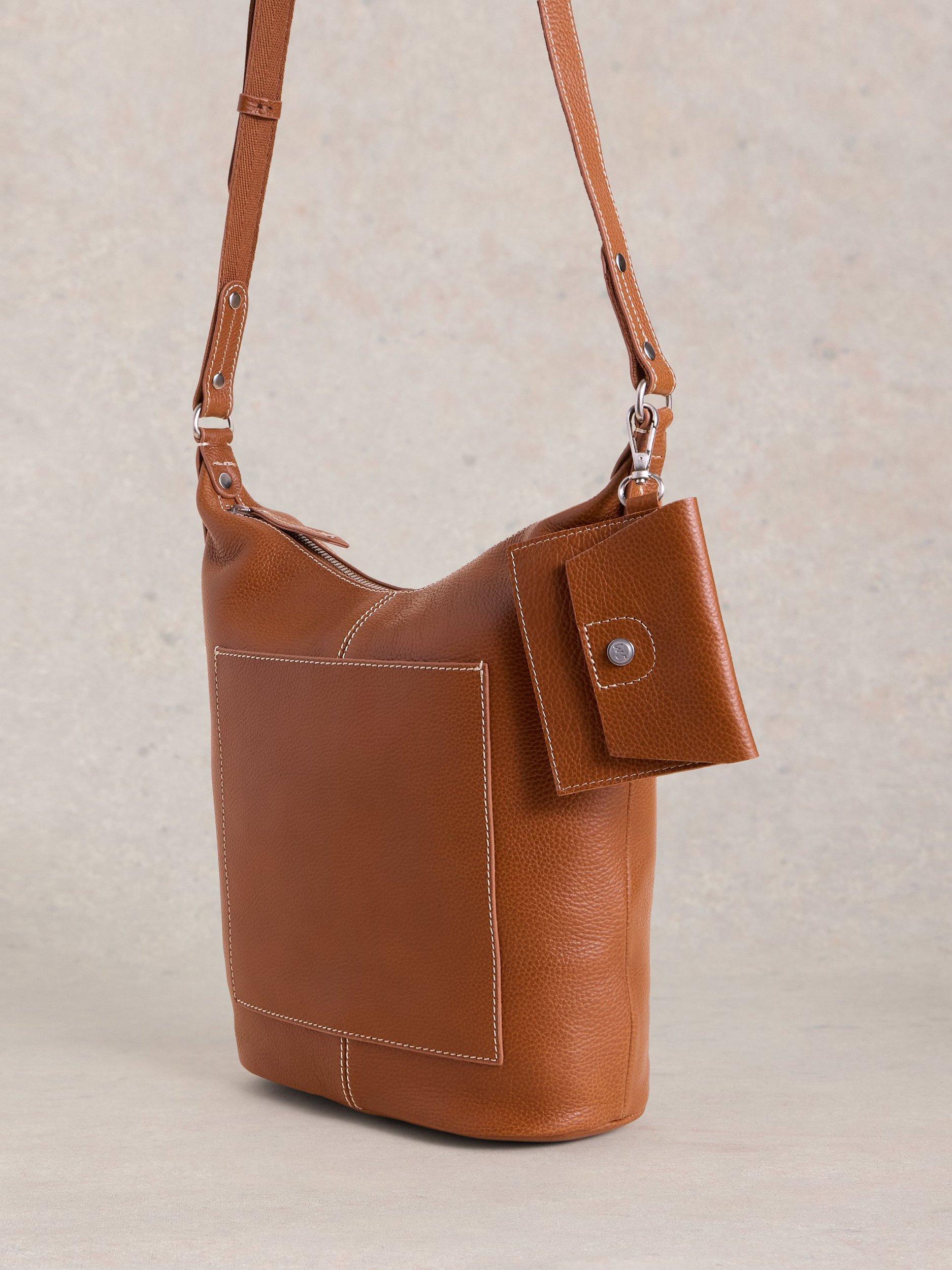 Product image 3 of 6, which shows White Stuff Fern Leather Cross Body Bag, Mid Tan, One Size