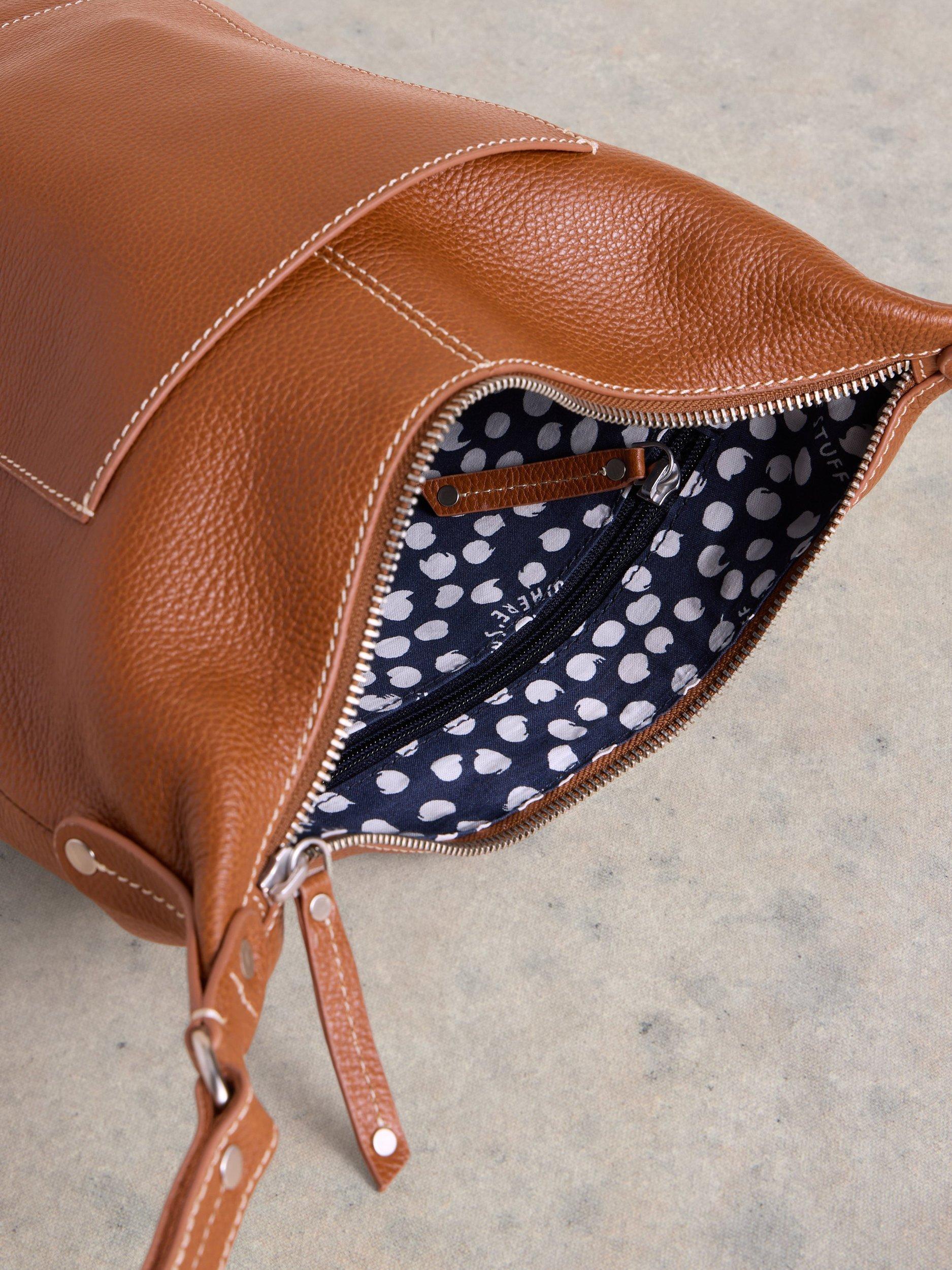 Product image 4 of 6, which shows White Stuff Fern Leather Cross Body Bag, Mid Tan, One Size