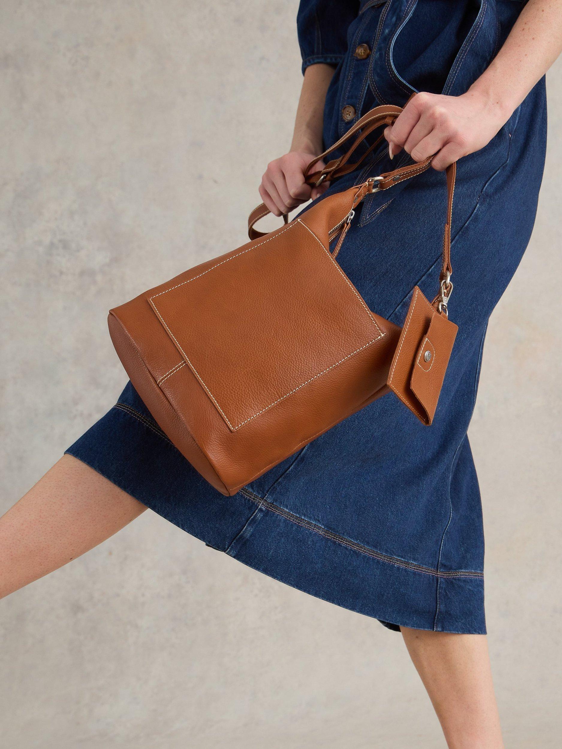 Product image 6 of 6, which shows White Stuff Fern Leather Cross Body Bag, Mid Tan, One Size