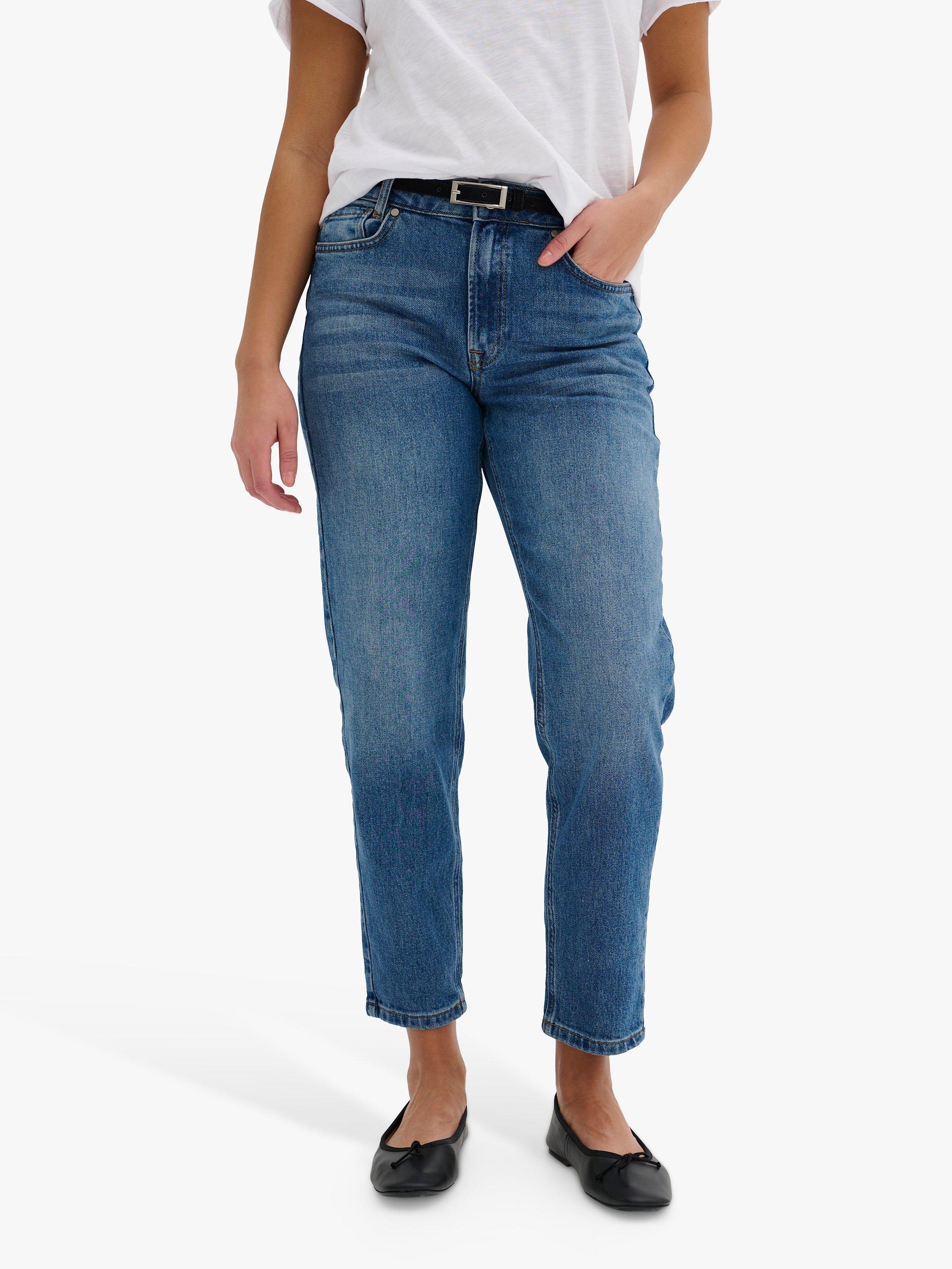Product image 1 of 5, which shows MY ESSENTIAL WARDROBE Mommy High Tapered Jeans, Medium Blue Retro Wash, 26S