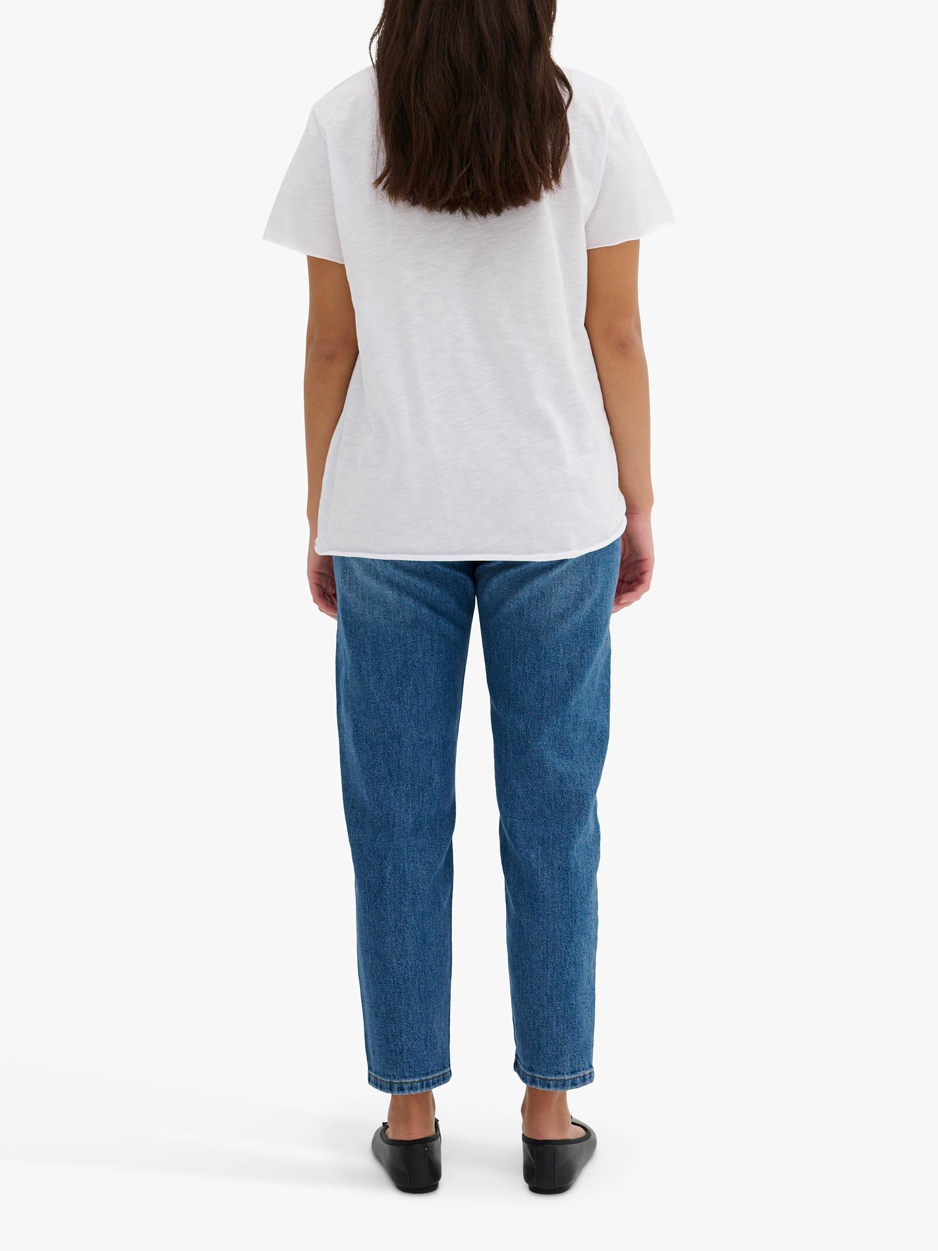 Product image 2 of 5, which shows MY ESSENTIAL WARDROBE Mommy High Tapered Jeans, Medium Blue Retro Wash, 26S