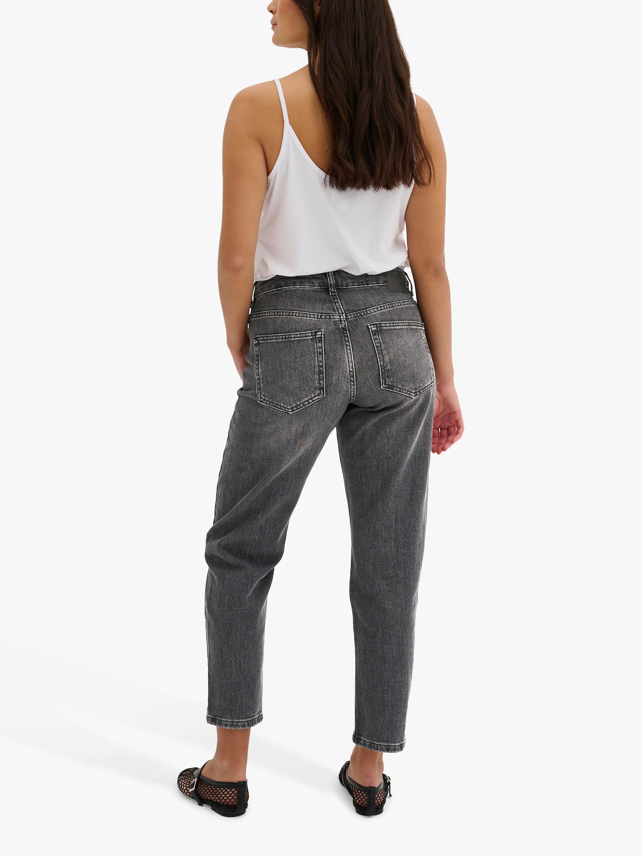 Product image 2 of 5, which shows MY ESSENTIAL WARDROBE Mommy High Tapered Jeans, Dark Grey Retro Wash, 26S