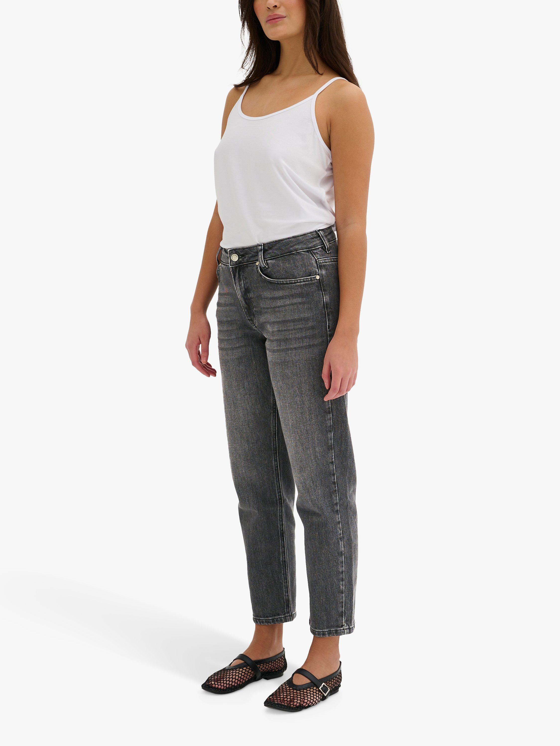 Product image 3 of 5, which shows MY ESSENTIAL WARDROBE Mommy High Tapered Jeans, Dark Grey Retro Wash, 26S