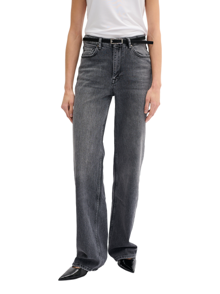 MY ESSENTIAL WARDROBE Louis High Waisted Wide Leg Jeans, Dark Grey Retro