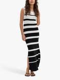 MY ESSENTIAL WARDROBE Zeke Rib Knit Striped Bodycon Maxi Dress, Snow White/Black