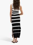 MY ESSENTIAL WARDROBE Zeke Rib Knit Striped Bodycon Maxi Dress, Snow White/Black