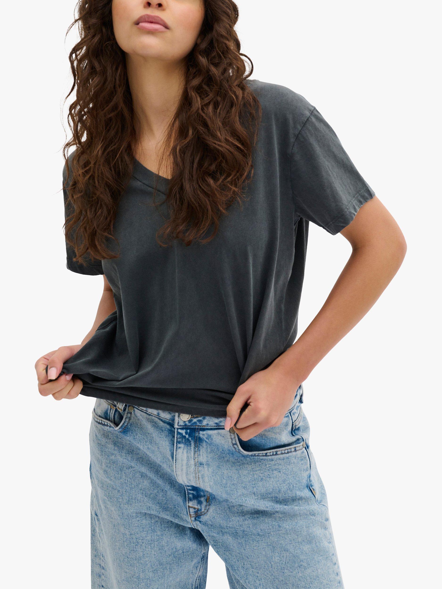 MY ESSENTIAL WARDROBE Hanne Organic Cotton V-Neck T-Shirt, Black