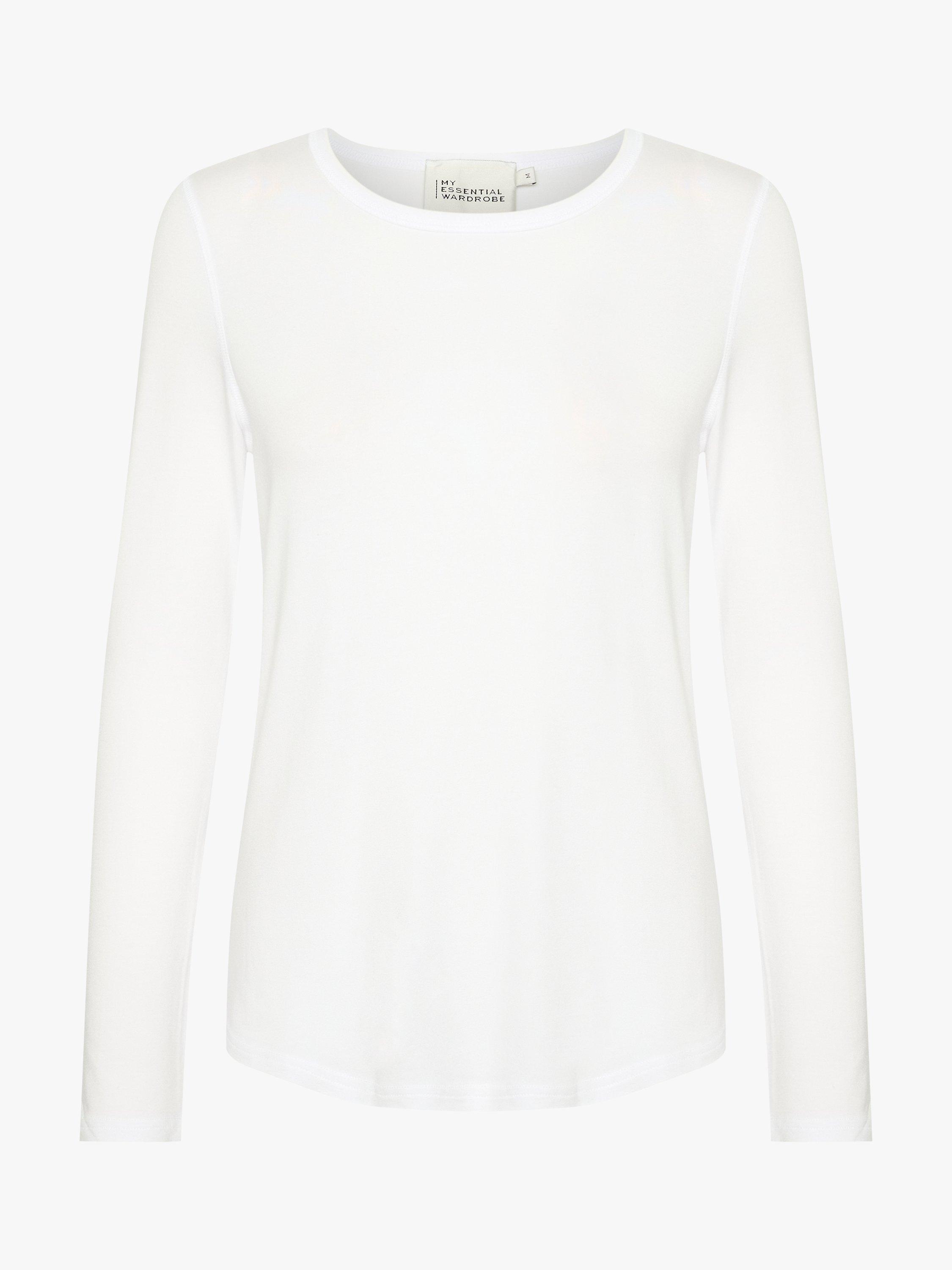 Product image 4 of 5, which shows MY ESSENTIAL WARDROBE Long Sleeve Top, Bright White, XS