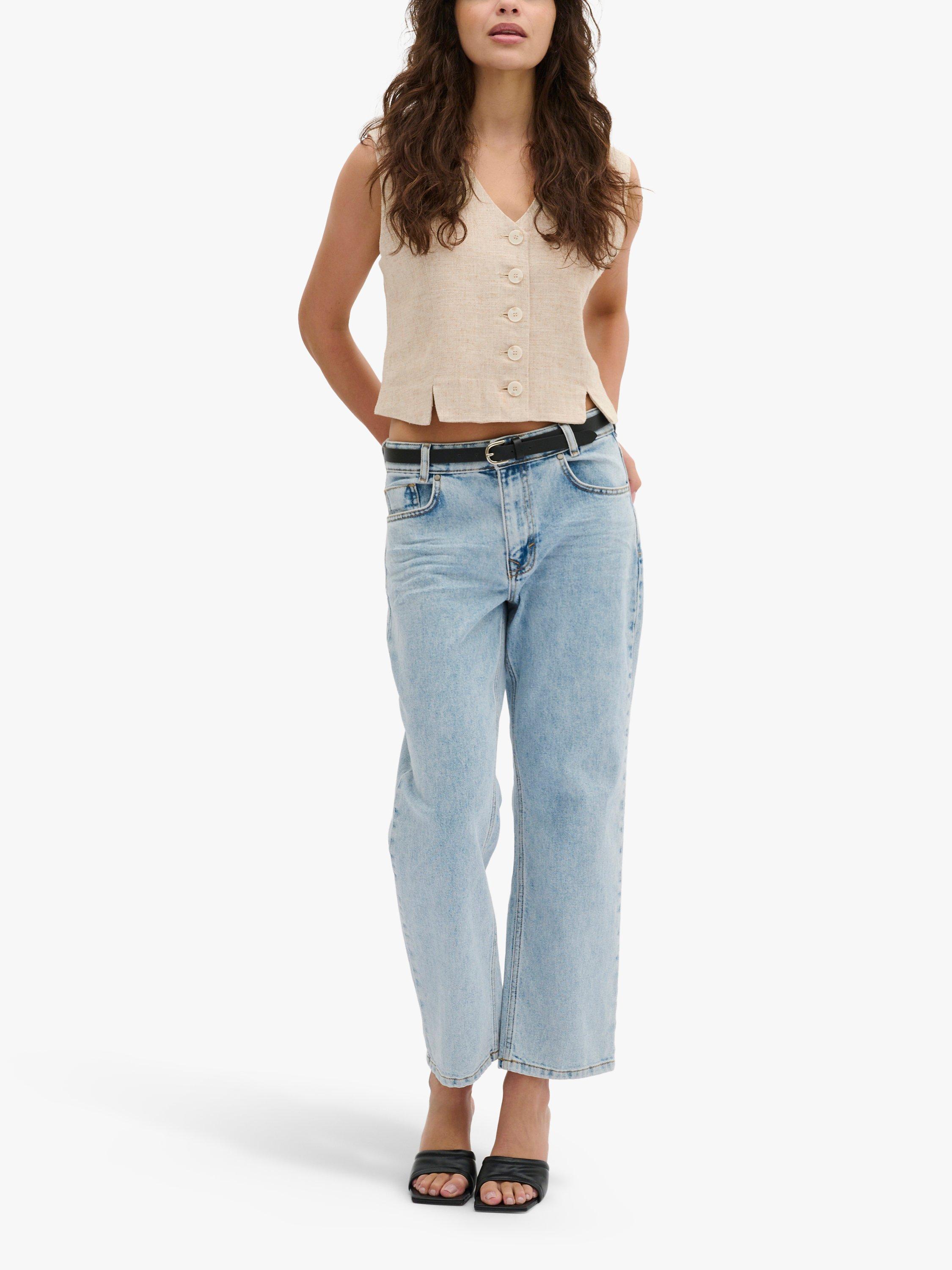 Product image 3 of 5, which shows MY ESSENTIAL WARDROBE Lavita V-neck Button Waistcoat, Oatmeal Melange, 14