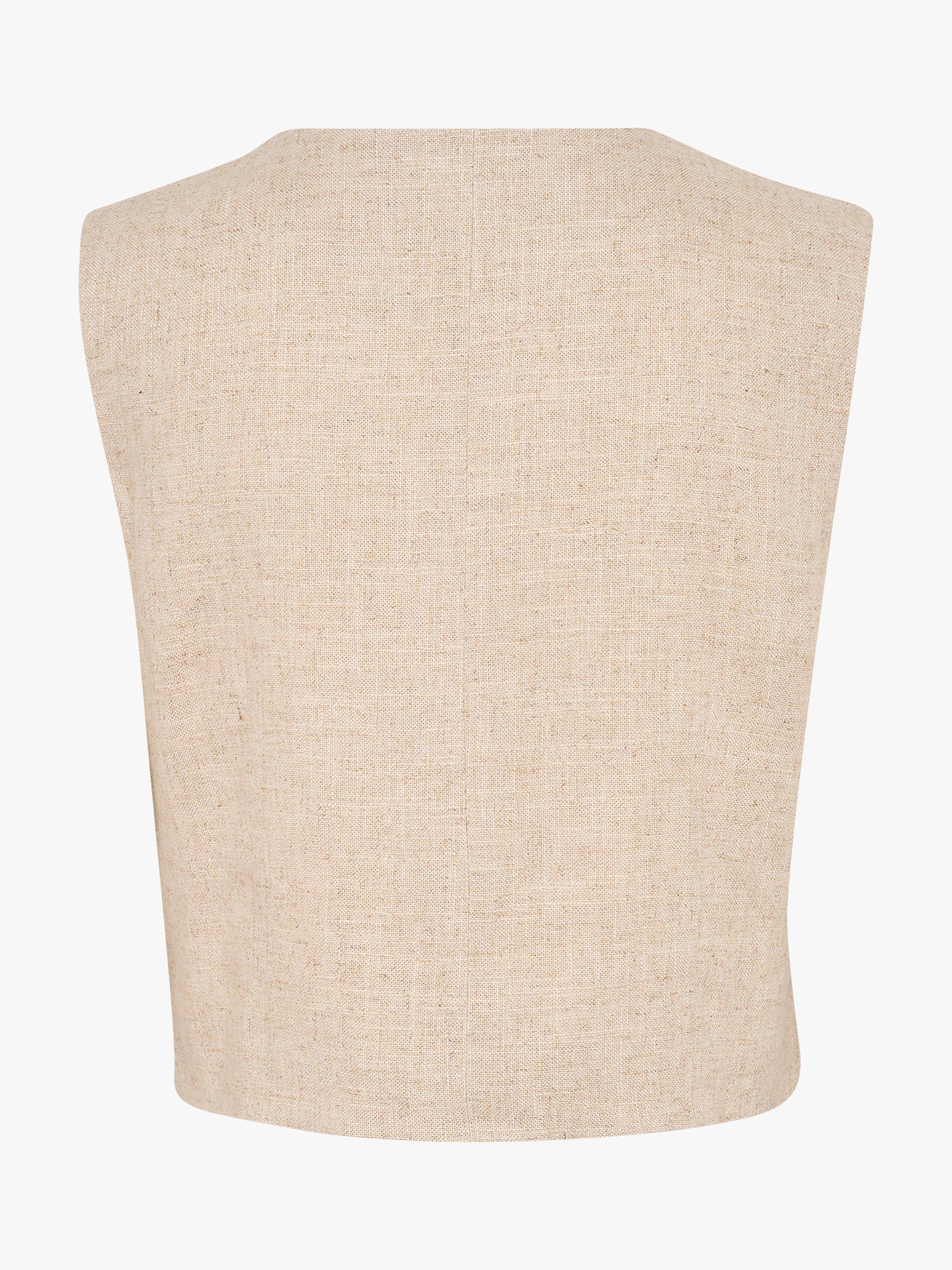 Product image 5 of 5, which shows MY ESSENTIAL WARDROBE Lavita V-neck Button Waistcoat, Oatmeal Melange, 14