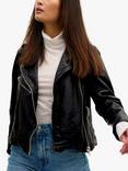 MY ESSENTIAL WARDROBE Leather Biker Jacket, Black