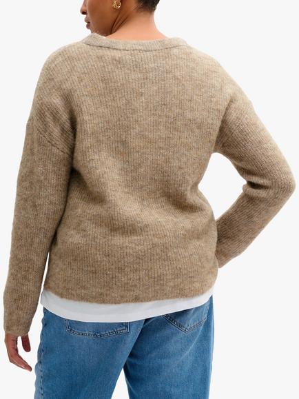 MY ESSENTIAL WARDROBE Wool Blend Knit Jumper - view 2, Dune Melange