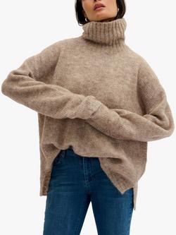 MY ESSENTIAL WARDROBE Wool Blend Roll Neck Jumper, Dune Melange