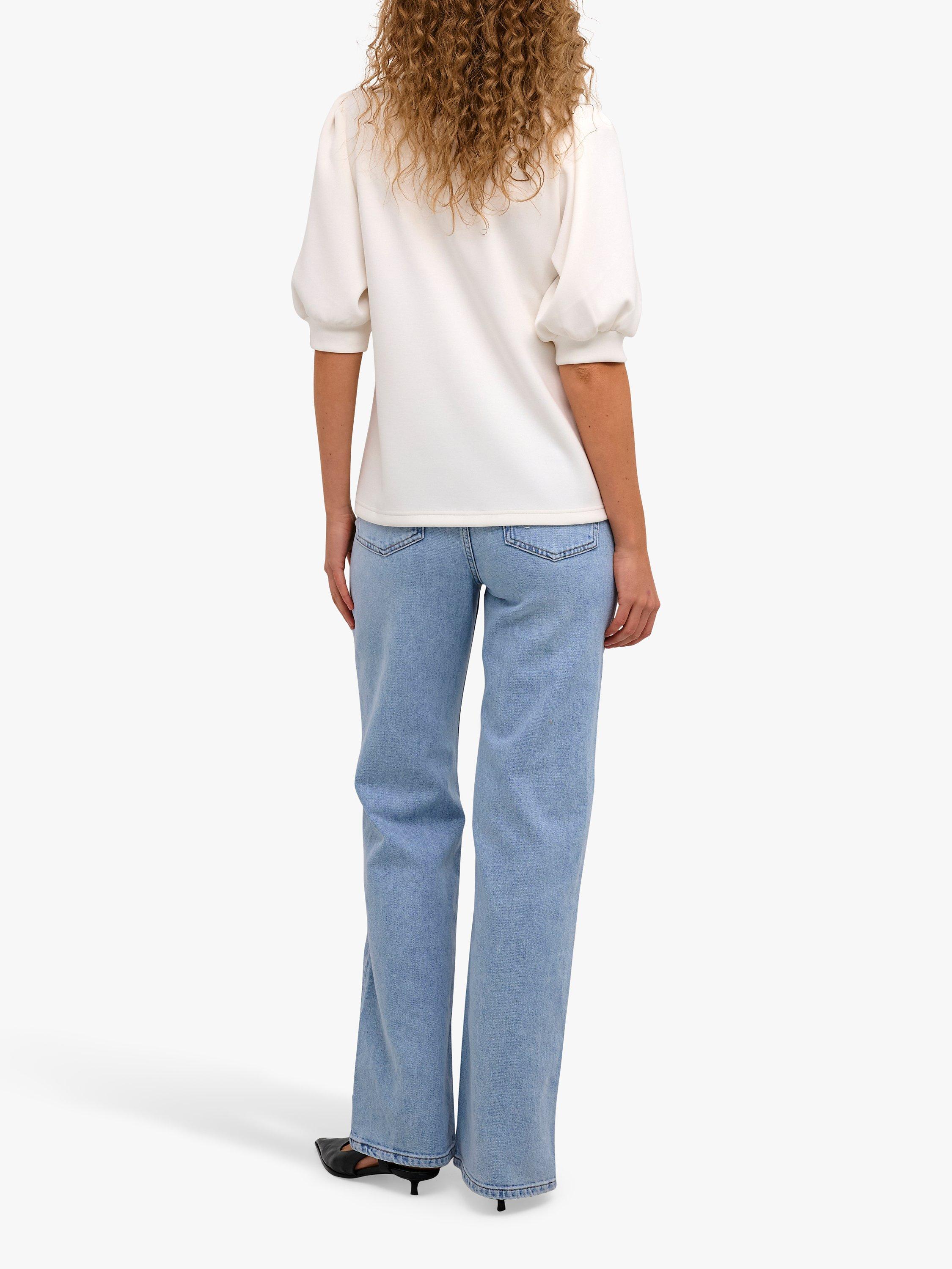 Product image 2 of 5, which shows MY ESSENTIAL WARDROBE El Puff Sleeve Round Neck Blouse, Snow White, S