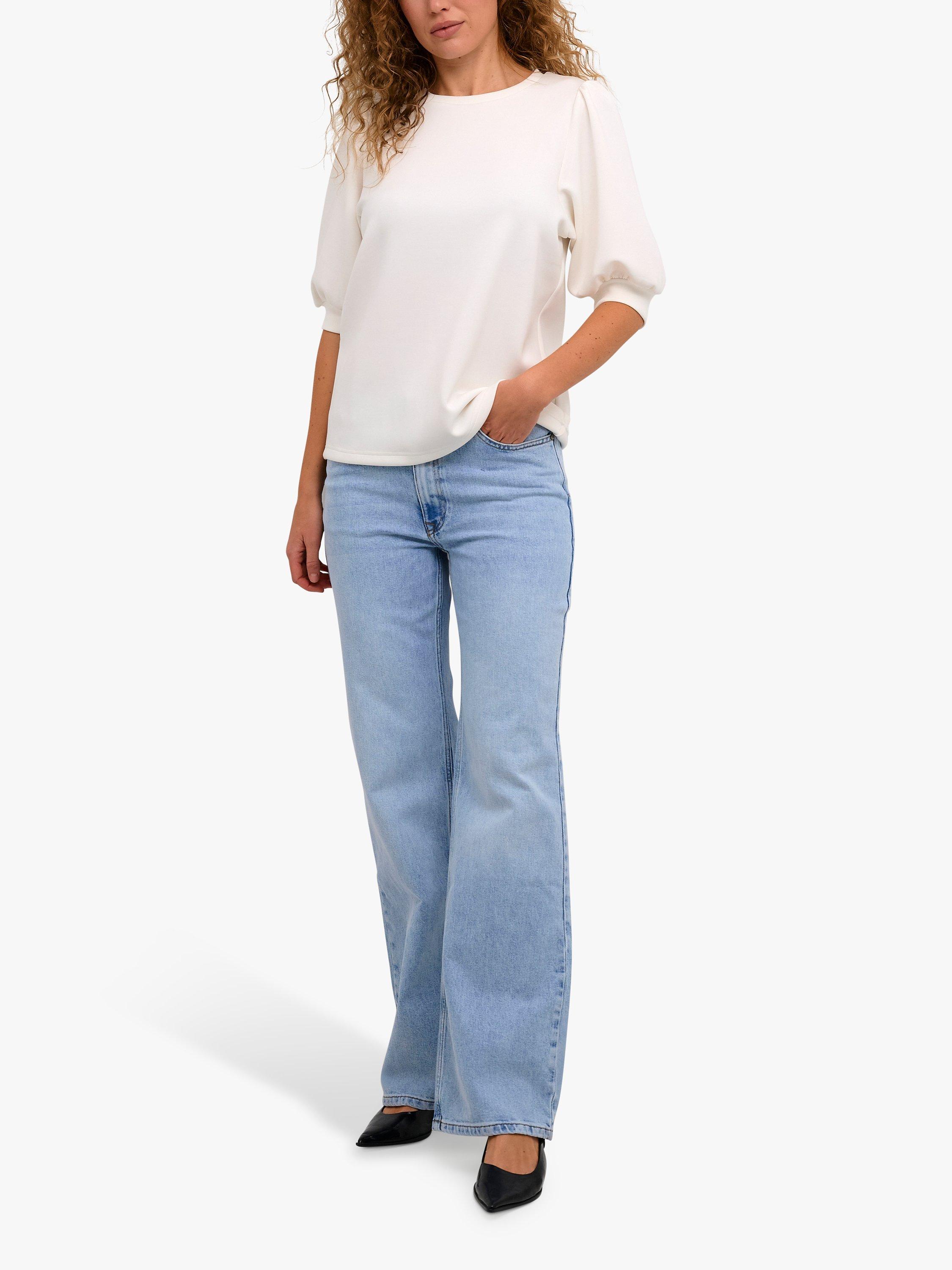 Product image 3 of 5, which shows MY ESSENTIAL WARDROBE El Puff Sleeve Round Neck Blouse, Snow White, S