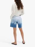 MY ESSENTIAL WARDROBE Malo Wide Leg High Waist Denim Shorts, Blue Dip Dye